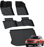 LASFIT Floor Mats & Cargo Mats Fit for Hyundai Venue 2026 2025 2024 2023 2022 2021 2020 (Cargo Mat for Upper Position),All Weather TPE Custom Fit Venue SE/SEL/Limited Accessories Floor Liners, Black