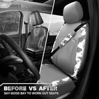 CAR PASS Cow Print Faux Leather Car Seat Covers & Cow Car Mats & Cow Steering Wheel Cover Seat Belt Pads Universal fit for SU