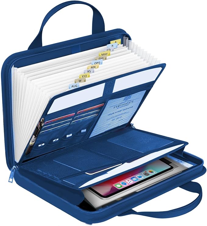 onvvippiv File Organizer Fireproof Expanding Accordion File Folder with Zipper Labels13 Pockets Document Organizer Holder Sto