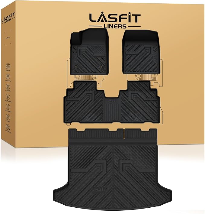 LASFIT Floor Mats & Cargo Liner for Chevrolet Chevy Blazer EV (Not Fit Gasoline) / Honda Prologue 2024-2026, All Weather TPE Custom Fit Floor Mats for Cars, Car Floor Liners Full Set for Blazer EV