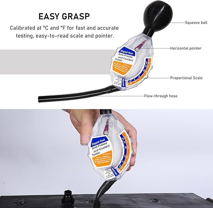 KVAEY 4PCS Coolant Tester Accessory, Automotive Professional Antifreeze Densitometer Freezing Testing Tool, Universal Coolant