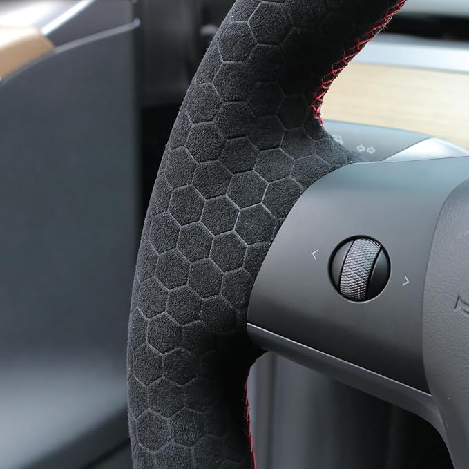 MEWANT Hand Stitched Steering Wheel Cover for Tesla Model 3 2017-2023 / Model Y 2020-2023 for Tesla Model 3/Y Accessories(3D Style)