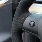 MEWANT Hand Stitched Steering Wheel Cover for Tesla Model 3 2017-2023 / Model Y 2020-2023 for Tesla Model 3/Y Accessories(3D Style)