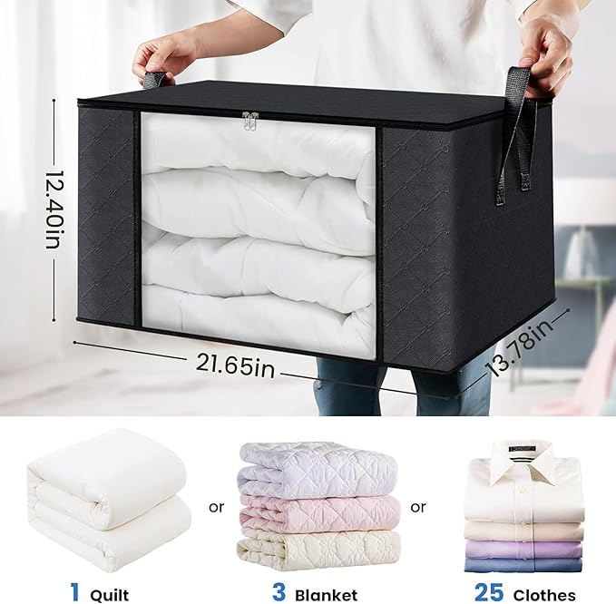 Fab totes Storage Bags,Clothes Blanket Storage Bins Foldable Closet Organizers with Reinforced Handle for Home Dorm Storage a
