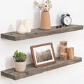 Floating Shelves, 8 Inch Deep Rustic Solid Reclaimed Wood Wall Shelves for Storage, Wall Mounted Display Shelving with Invisi
