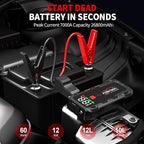 FOWAWU 26800 mAh 7000 A Peak Jump Starter for 12 V Vehicles (12 L Petrol / 10 L Diesel) and Moto, Car Battery Jump Starter