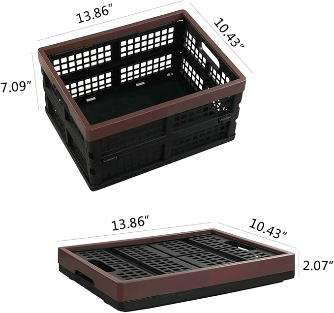 Kekow 15 L Black Plastic Collapsible Storage Basket, Folding Crates Storage, Set of 3