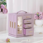 Homde Jewelry Box 360° Rotating, Necklace Earring Organizer with Transparent Window, Mirror, 7 Drawers, Large Ring Display St