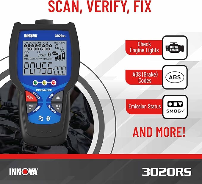 INNOVA 3020RS Fast & Easy-to-Use Check Engine Code Reader, OBD2 Scan tool for ABS Clear with Fix & Part Recommendations,