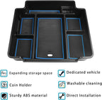 EDBETOS Center Console Organizer Tray for 2021-2026 Chevy Tahoe/Suburban and 21-2024 GMC Yukon Accessories, Fit Standard Console with Charging Socket Only, NOT for Power Sliding Console, Blue