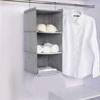 Hanging Closet Organizer, Easy Mount Collapsible 3-Shelf Camper Closet Wardrobe Hanging Storage Shelves, Folded Clothes Towel