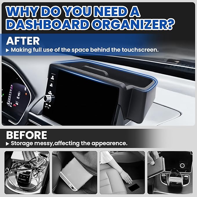 Autorder Center Console Dash Organizer for 2023-2026 Honda Pilot Accessories Dashboard Insert Tray with Cellphone Holder Storage Box with Anti-Slip Mat