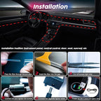 Interior Car Lights, SAMGCHI USB Car LED Strip Lights, Car Ambient Lighting Kit with 236 inches Fiber Optic, RGB EL Wire Lights APP and RF Remote Control Music Sync and DIY Mode DC 12V