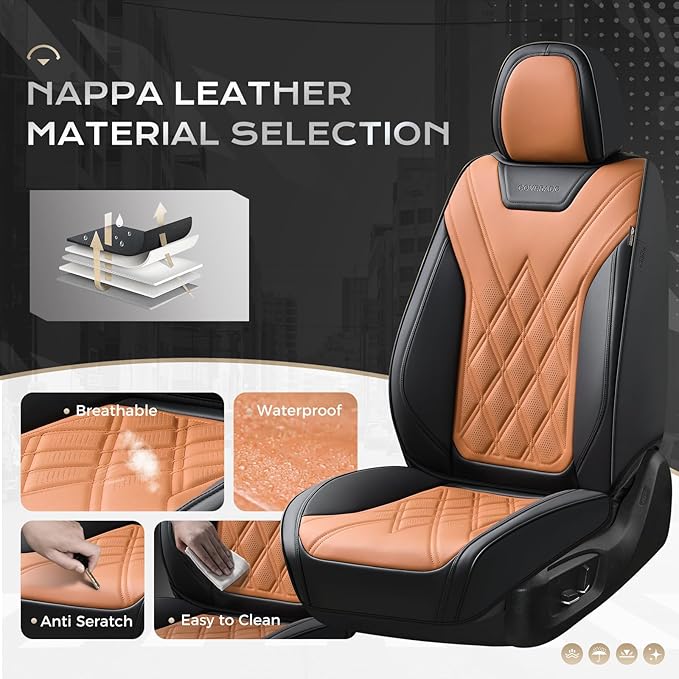 Coverado Car Seat Covers Full Set, Seat Covers for Cars, Front Seat Covers and Back Seat Cover Waterproof Leather Automotive 