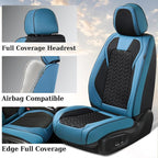 Coverado Seat Covers Full Set, 5 Seats Breathable Faux Leather Seat Covers for Cars, Car Seat Cover Winter, Car Seat Protecto