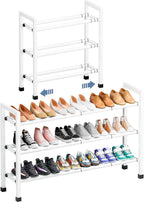 Mavivegue 3-Tier 19"-43.3" Adjustable Shoe Rack for Closet,Expandable Shoe Rack, Hall Entryway,Front Door,Garage, Sturdy Stee