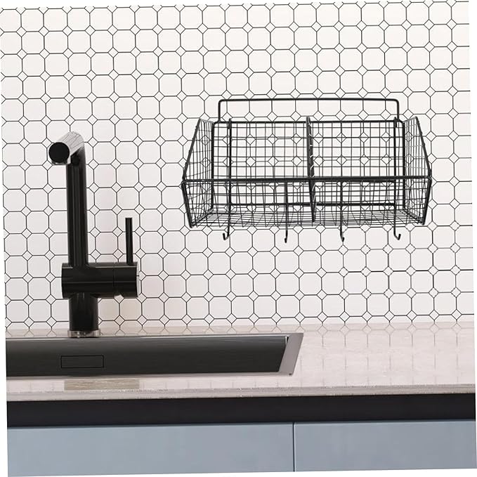 Amosfun Kitchen Wall Organizer Wire Basket for Fruits and Vegetables Divided Storage Rack Space Saving Design for Kitchen Sea
