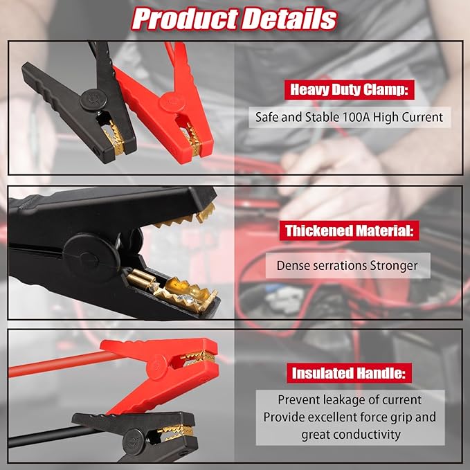 Jump Starter Adapter for Craftsman 20V V20 Li-ion Battery Powered with Jumper Cable Clamps Portable Car Charger Jump Starter(Battery Not Included)