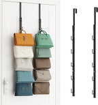 SWTYMIKI Over the Door Purse Organizer - 2 Packs Wall Mounted Purse Rack with 5 Hooks Design, Hanging Handbag Organizer Stora