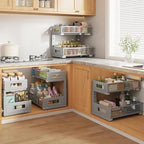 Under Sink Organizer,2-Tier Dual Pull Out Cabinet Organizer Drawers With Smooth Circular Rail,Large Capacity Metal Mesh Slidi