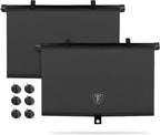 Firestone 2 Pack Retractable Automotive Sunshade Car Window Sunshades - Blocks 99% UV Rays, Lightweight & Compact Car Side Window Shade with Automatic Retract Button, Blocks Glare & Heat, Black