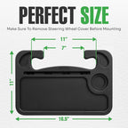 lebogner Steering Wheel Tray, Car Food Trays for Eating with iPad Tablet Slot, Multipurpose Double-Sided Hook On Travel Auto Steering Wheel Desk Table for Laptop & Notebook with Cup Holder, Black