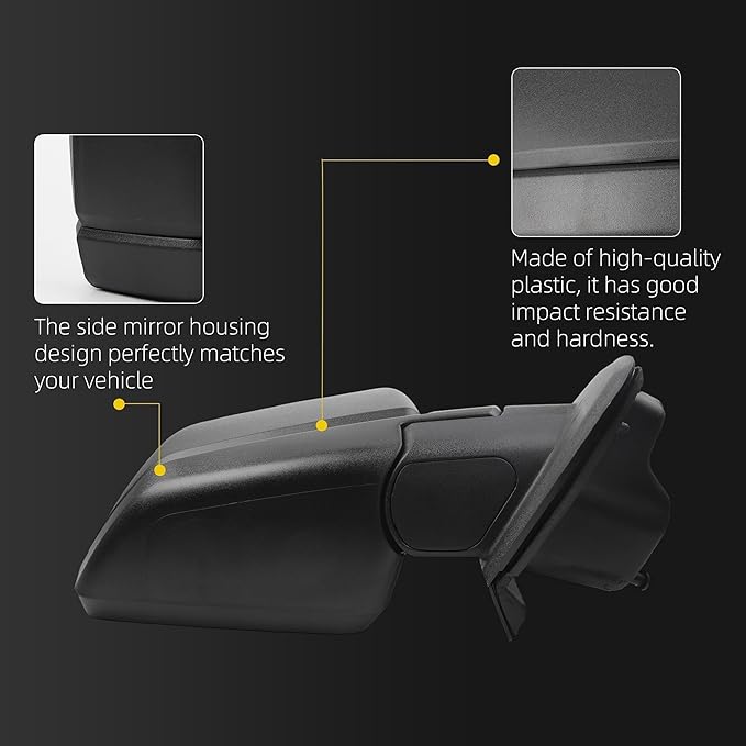 Dasbecan Right Passenger Side Door Mirror Compatible with Ford F150 2015-2020 with Blind Spot Glass Without Puddle Light Without Turn Signal Light Replace# FL3Z17682AK (3Pins) Black