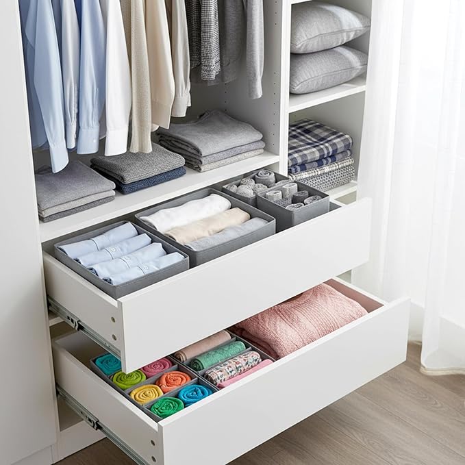 18 Pack Dresser Organizer Bins for Clothes Drawer Organizer Clothes, Underwear Bra Sock Organizers Fabric Closet Organization