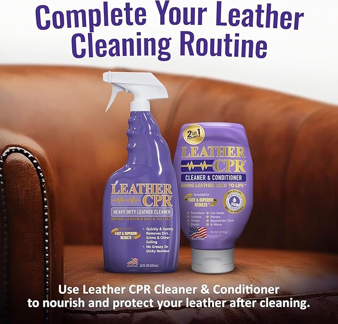 Leather CPR Heavy Duty Leather Cleaner - Car Interior Cleaner For Heavy Dirt & Grime, Heavily Soiled Furniture Leather Cleane