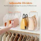 Lifewit Purse Organizer for Closet, 9.7" Tall Clear Handbags Storage Organizer, Adjustable Clutch Organizer Holder for Closet