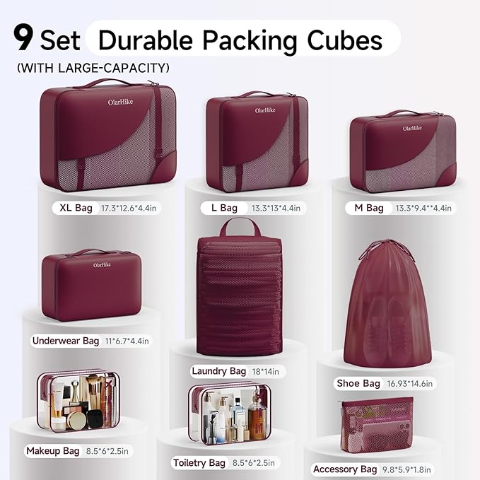 11 Set / 9 Set Packing Cubes for Travel,Gifts for Women Mom Kids,TSA Approved Bags for Makeup, Cosmetic, Toiletry, Organizers