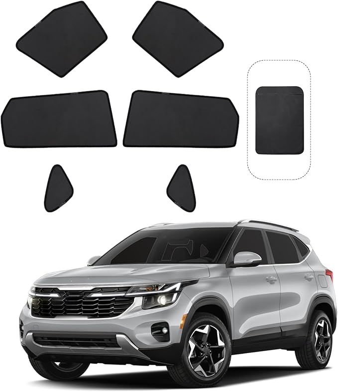 Front Side Half Window Shade Foldable Custom Fit for Kia Seltos 2019-2024 Car Window Shades for Side Window Sun Shade UV Protection Heat Insulation for Camping Sleeping 6PCS