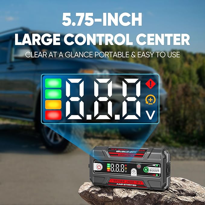 LOKITHOR J400 2000A Portable Jump Starter, 12V Lithium Battery Booster with ConnectMax Tech, Smart Digital Display, Car