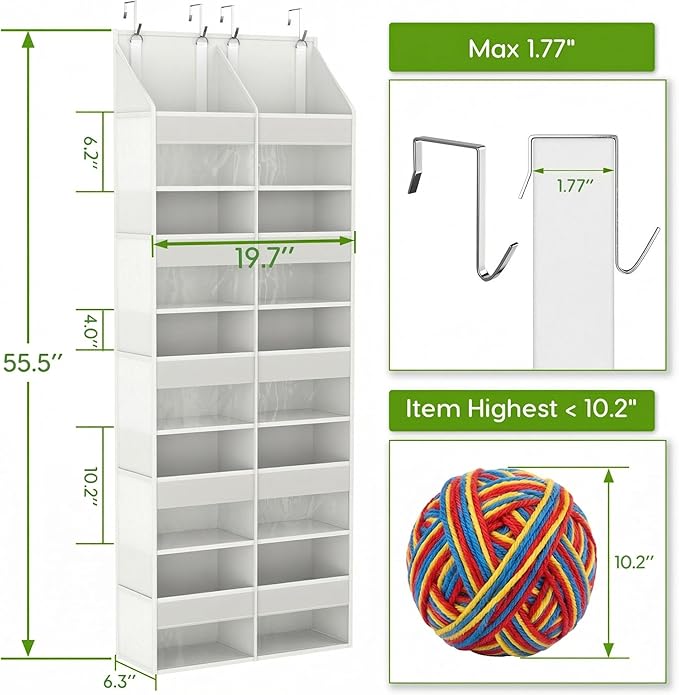 Unjumbly 5 Tiers Over The Door Hanging Yarn Storage Organizer, Large Capacity Behind the Door Storage, Hanging Door Organizer