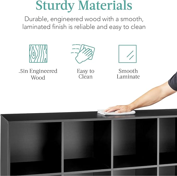 Best Choice Products 8-Cube Storage Organizer, 11in Shelf Opening, Bookcase, Display Shelf, Customizable w/ 3 Removable Back 
