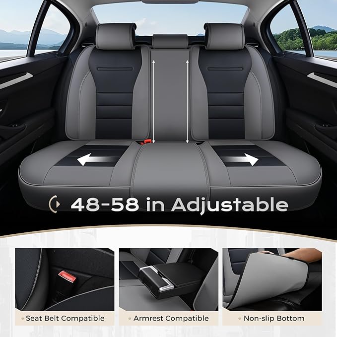 Coverado Car Seat Covers Full Set, Nappa Leather Seat Covers for Cars, Car Seat Protector Car Seat Cushion, Front and Back Se