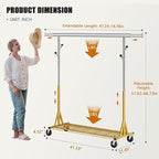 Gewudraw Rolling Clothes Rack Load 530lbs,Heavy Duty Garment Rack With Sturdy Wheel And Shelves, Adjustable Portable Hanging 