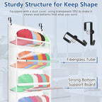 7-layer large capacity Hat Organizer, Hat Rack for Door With Dust Cover, Adjustable Hooks, And Transparent Visible Over The D