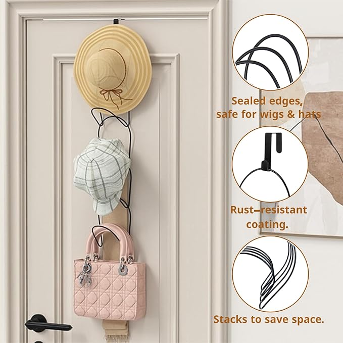 LINFIDITE 10 Pack Hat Rack Hanger Holder Organizer Closet Hanging Baseball Cap Display Storage Rack for Scarves Handbags Towe