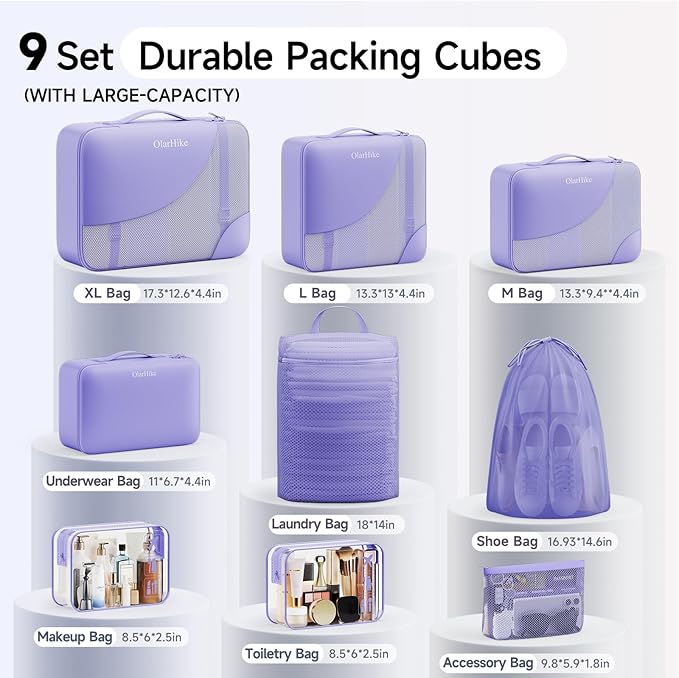 11 Set / 9 Set Packing Cubes for Travel,Gifts for Women Mom Kids,TSA Approved Bags for Makeup, Cosmetic, Toiletry, Organizers