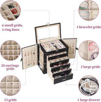 BOOVO Jewelry Box For women, 6 Layer Large Jewelry Organizer With Mirror, Multi-Function Storage Box With Lock, Accessory Hol