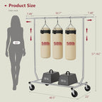 Tajsoon Clothing Rack Heavy Duty Clothes Racks Foldable Garment Rack with Wheels and Extendable Rod, Collapsible Clothing Rac