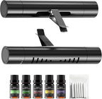 2Pcs Car Air Freshener Vent Clips, Car Diffuser Essential Oils Kit with 5 Different Essential Oils (0.34oz Each) & 12 Refill 