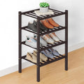 Smiry Bamboo Shoe Rack for Closet, 4 Tier Small Wooden Stackable Shoe Organizer, Free Standing Shoes Storage Shelf for Entryw