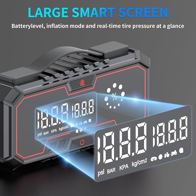 Jump Starter with air Compressor, 5000A Emergency Starter Jump Box (Gas 9L/Diesel 8L), Jumper Cable Jump Starter Portable with air Compressor 160PSI, car Roadside Emergency kit, SOS Light