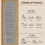 MISSLO 12 Tier Over the Door Shoe Organizer Breathable Mesh Hanging Shoe Rack for Closet Storage Shoe Holder for Door Fit 24 