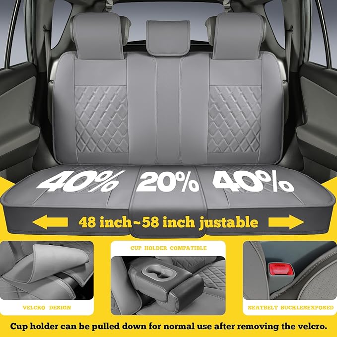 LINGVIDO Car Seat Covers Full Set (5 Seats) - Premium Perforated Nappa Leather, Waterproof Shield, Omni-Adapt Fit SUVs Sedans