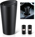 SINGARO Car Trash Can with Lid, Leakproof Mini Garbage Bin for Car Cup Holder, Small Trash Can for Vehicle, Home & Office - Includes 30 Bags, Easy Clean (Black)