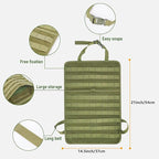 tactical car seat back organizer and storage truck seat covers with a Molle Vehicle Panel and 5 Different Size Molle Pouches for most models such as Jeep,SUV,Pickup (Army green)