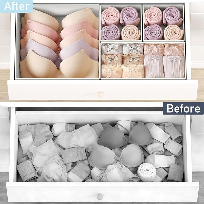 DIMJ Drawer Organizer Clothes, 30 Pack Dresser Organizer, Foldable Closet Organizers and Storage, Fabric Dresser Bins, Drawer